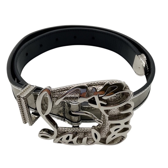 CHRISTIAN LOUBOUTIN ANTHRACITE EMBOSSED LEATHER GIDDY BELT main image 6